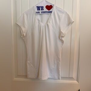Athleta White Short Sleeve V-Neck Tee